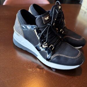 Michael Kors Black and Gold High-Top Sneakers